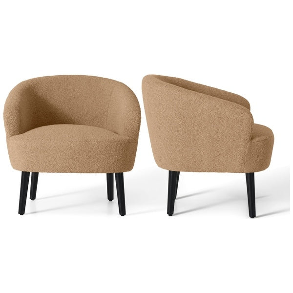 Artyfer Upholstered Faux Shearling Barrel Chair - (Set of 2)
