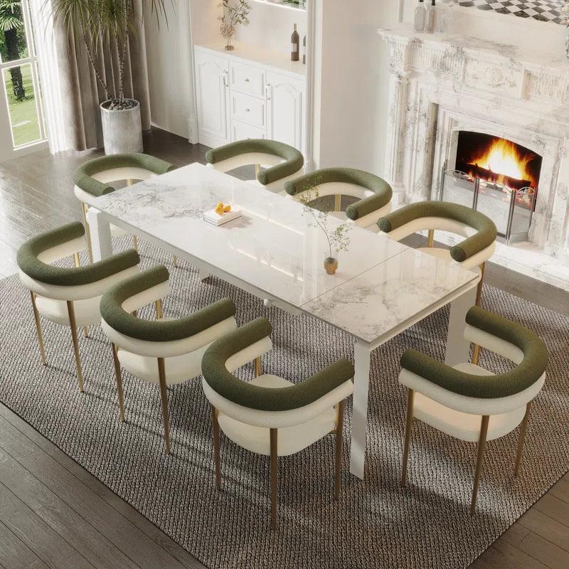 Artyfer Rectangular Expandable Sintered Stone 9 Piece Dining Set