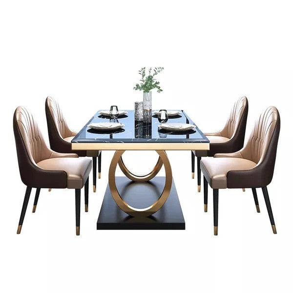The Opulence metal dining table with chairs