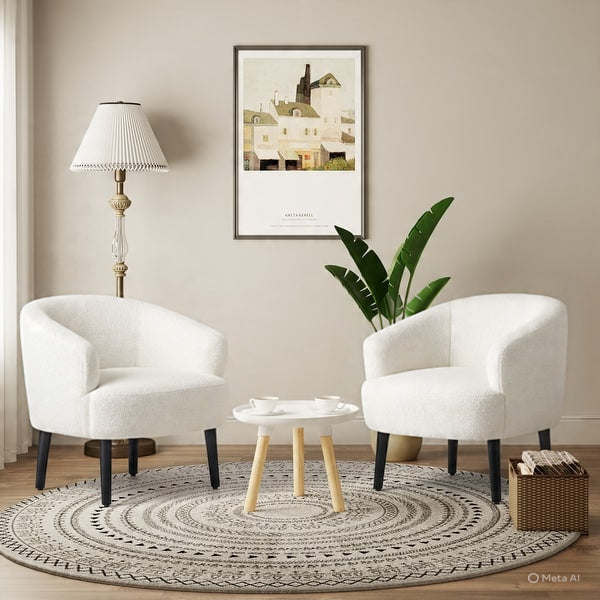 Artyfer Upholstered Faux Shearling Barrel Chair - (Set of 2)