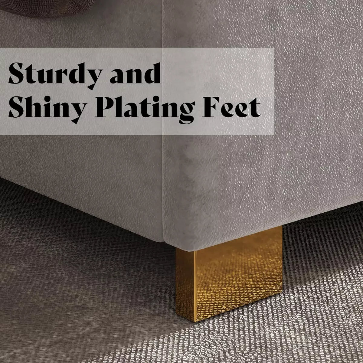 ARTYFER Upholstered Bed, Modern Velvet Bed Frame with 61.4" Tall Gold Trim Headboard