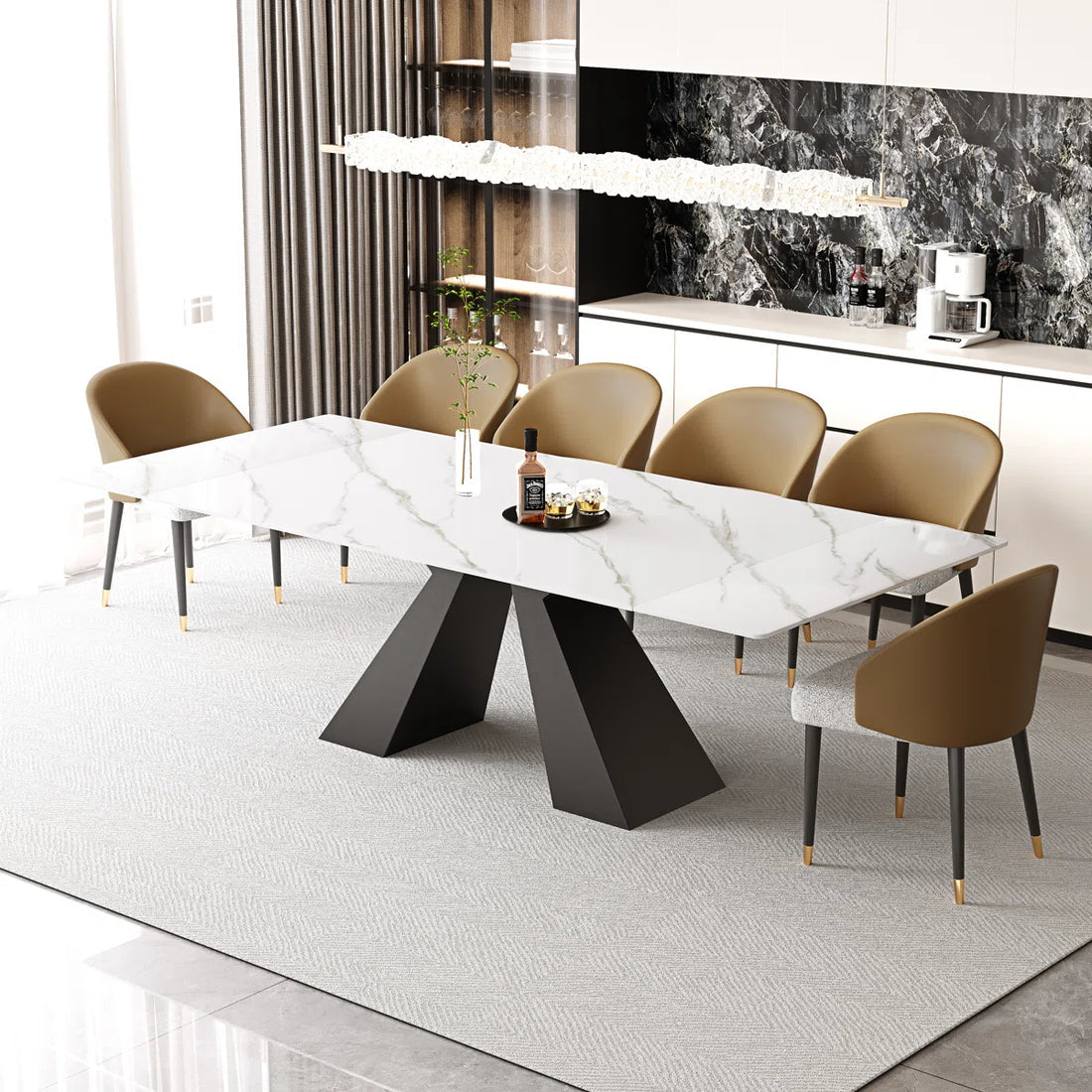 Artyfer Extendable Dining Table Set With Rectangular Sintered Stone Top