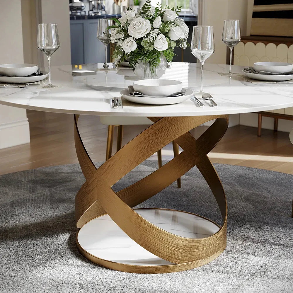 Artyfer Round Dining Table Sets, Sintered Stone Tabletop