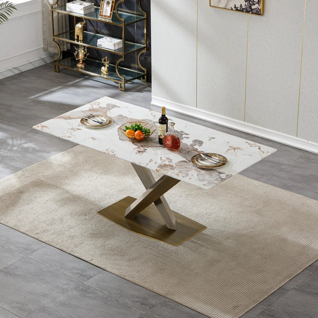 Artyfer Marble Dining Table Set with Tufted Dining