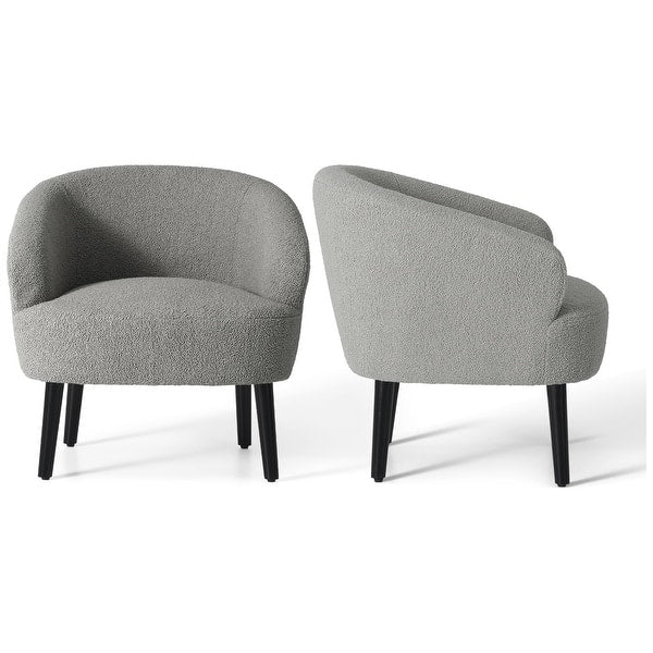 Artyfer Upholstered Faux Shearling Barrel Chair - (Set of 2)