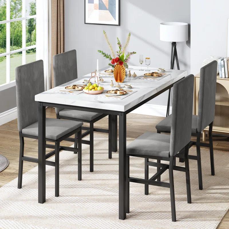 Artyfer Dining Set with Velvet Upholstered Dining Chairs