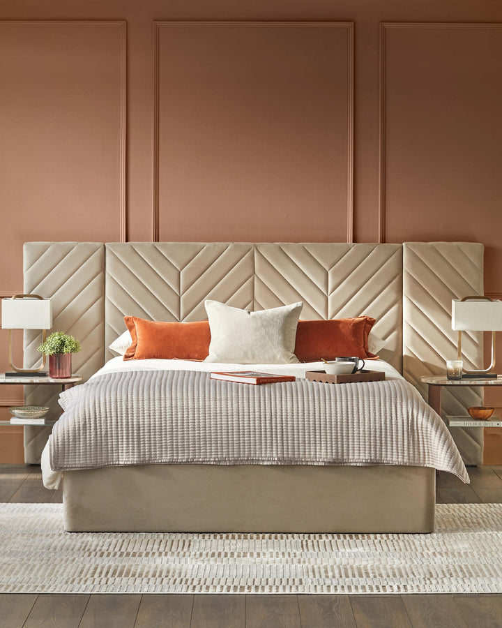 Artyfer Luxe Champagne Velvet King Size Ottoman Storage Bed