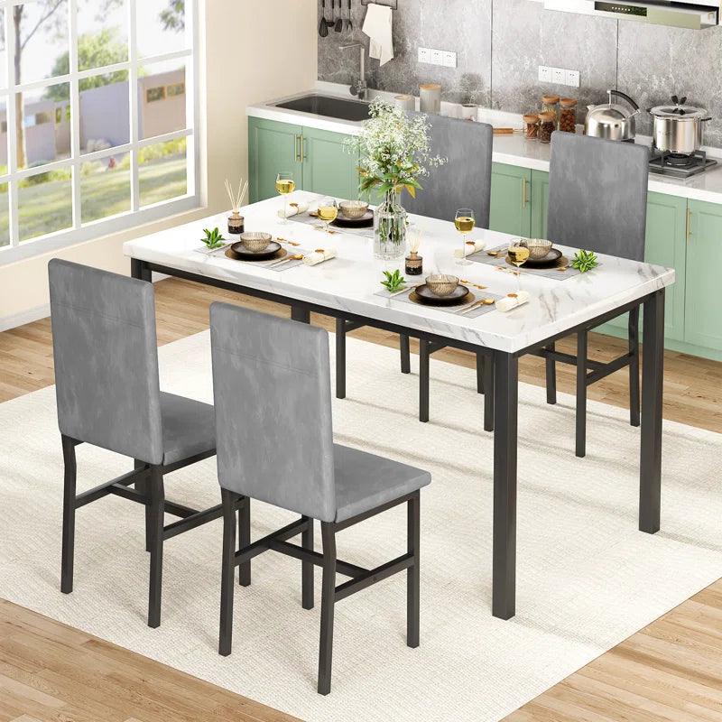 Artyfer Dining Set with Velvet Upholstered Dining Chairs