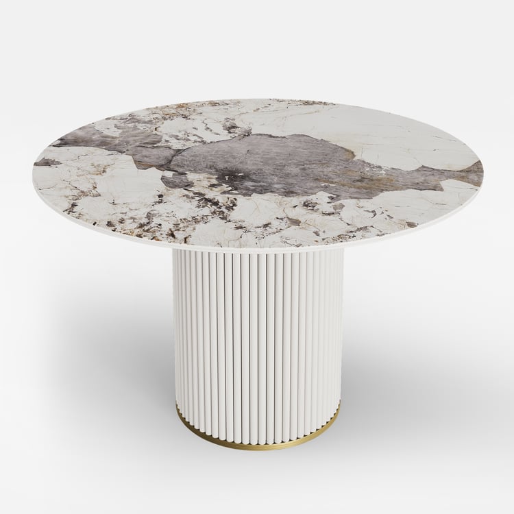 Artyfer Modern Round Sintered Stone White Dining Table Seats 2-4 People