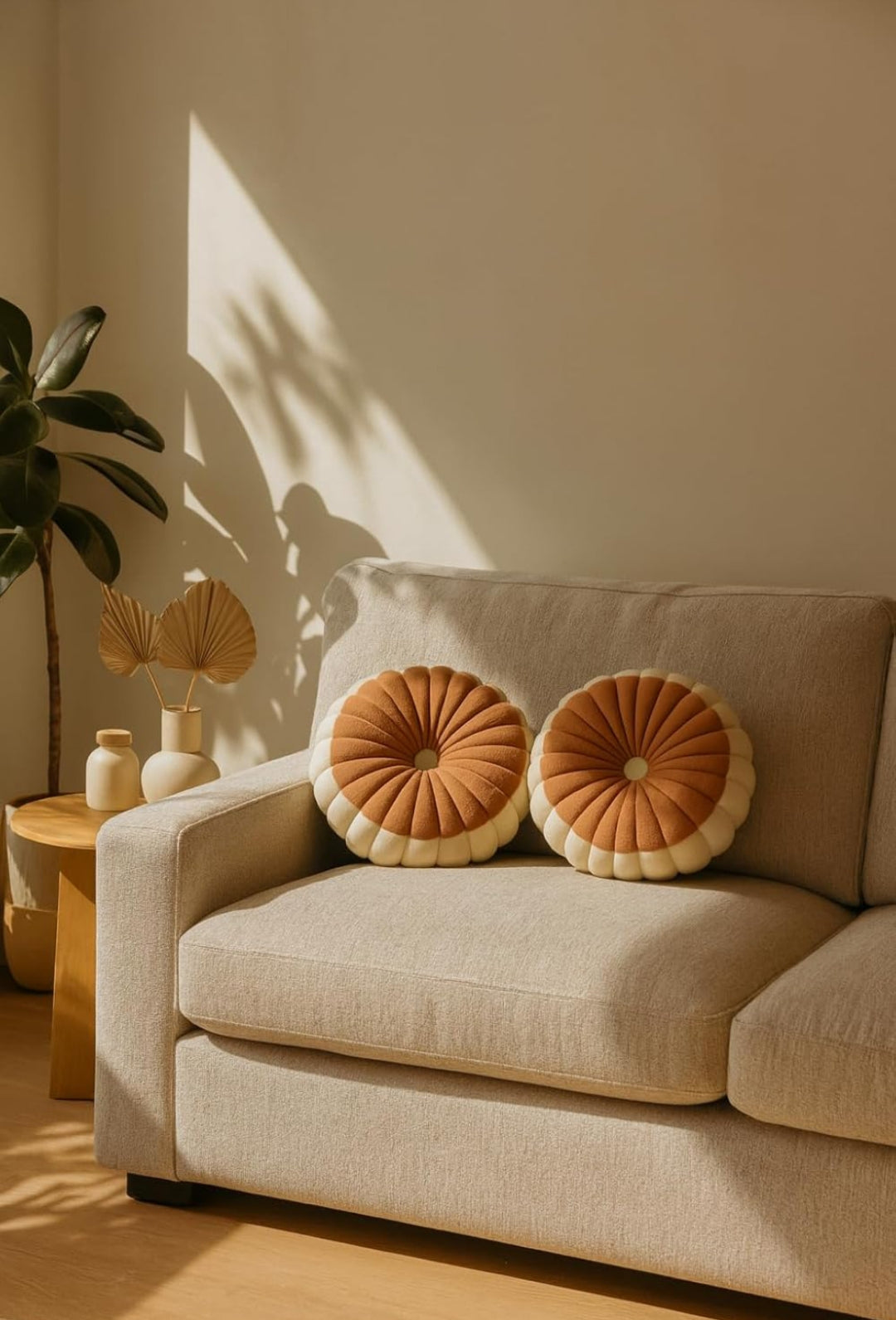 Round Flower Filled Pillow Set of 2