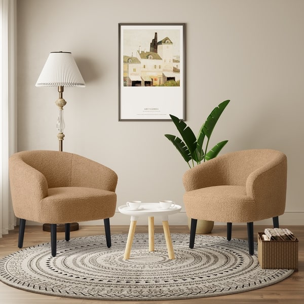 Artyfer Upholstered Faux Shearling Barrel Chair - (Set of 2)