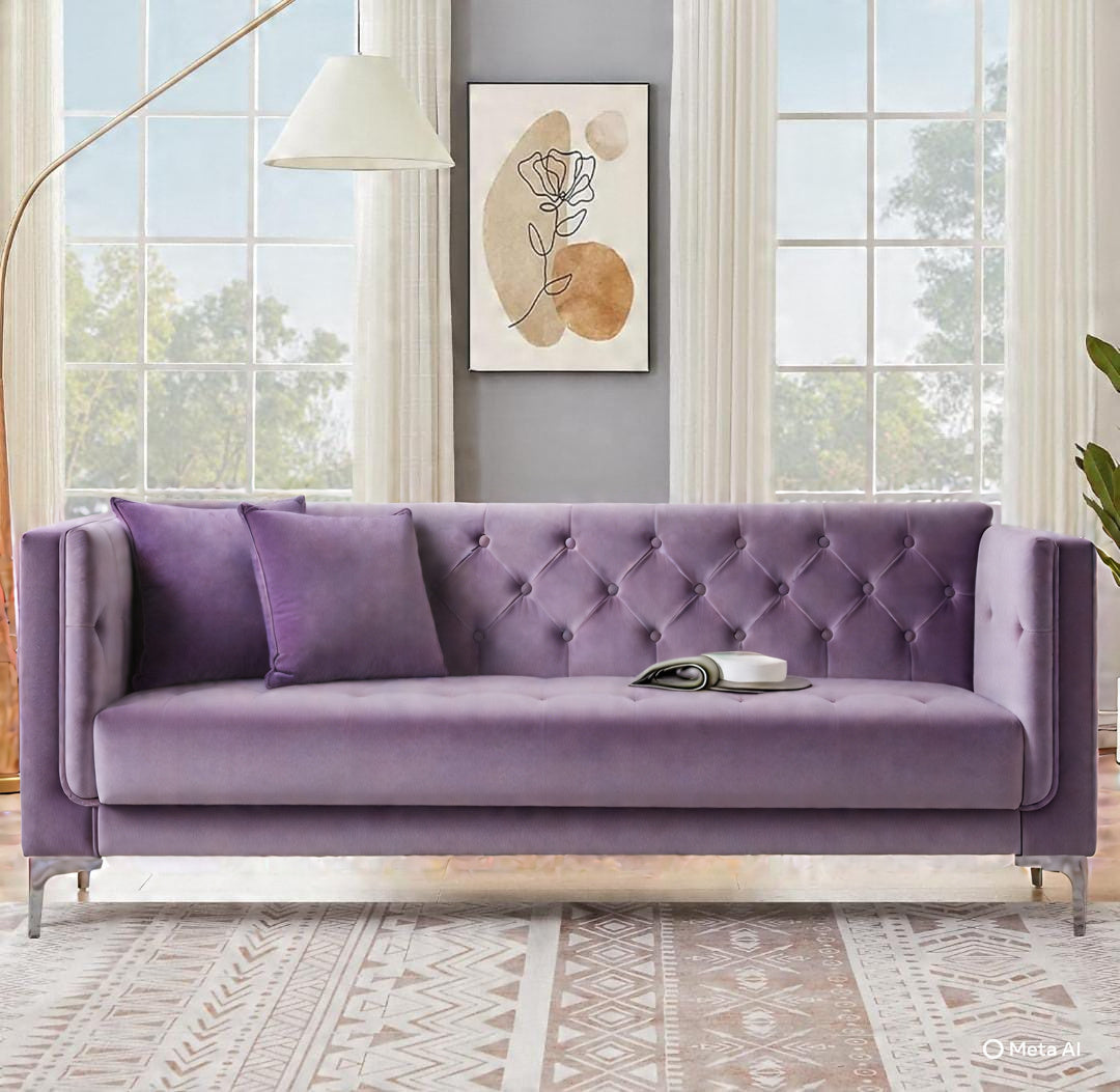 Artyfer Brown Faux Leather Sofa Couch 3 Seater for Living Room