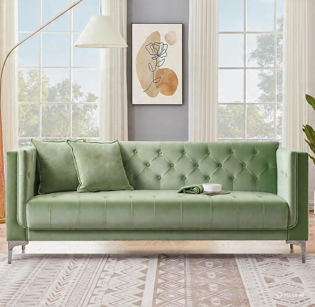 Artyfer Brown Faux Leather Sofa Couch 3 Seater for Living Room