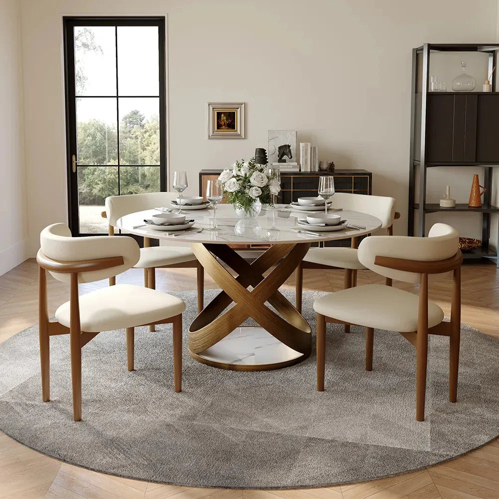 Artyfer Round Dining Table Sets, Sintered Stone Tabletop
