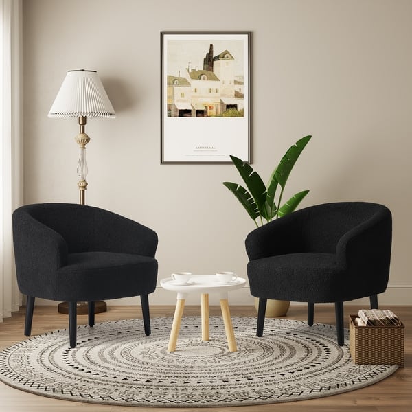 Artyfer Upholstered Faux Shearling Barrel Chair - (Set of 2)