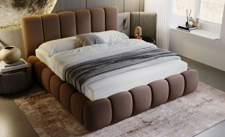 Upholstered bed with storage space Cloud