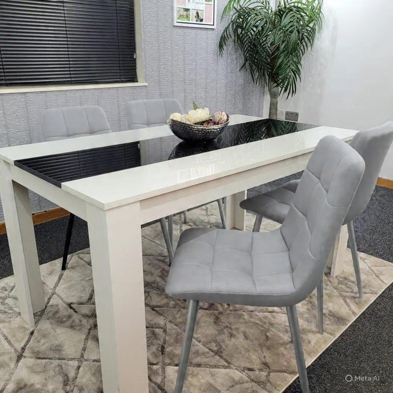 Artyfer Wooden White And Black Table Tufted