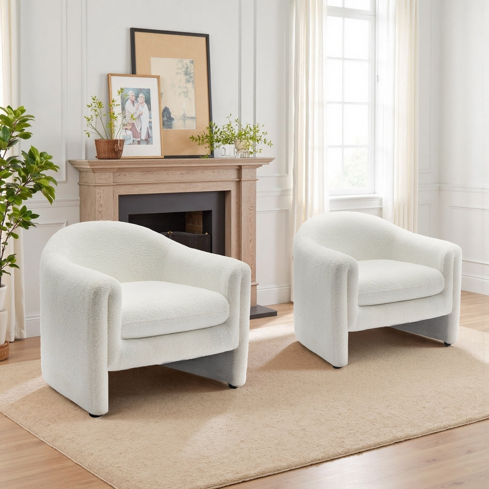 Artyfer Modern Upholstered Barrel Accent Chair Set Of 2