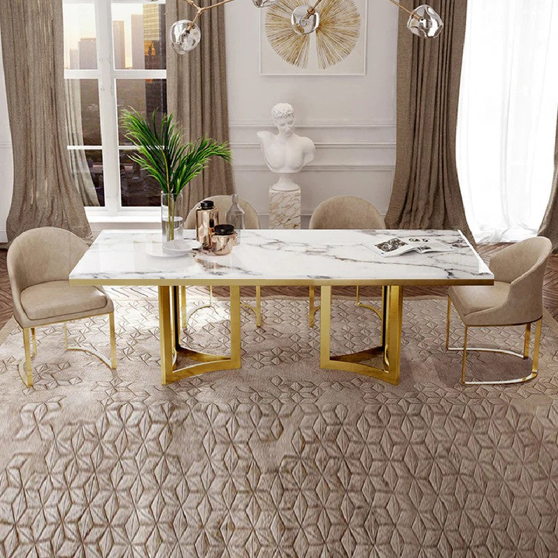 Amalgam Metal Marble Dining Table chairs