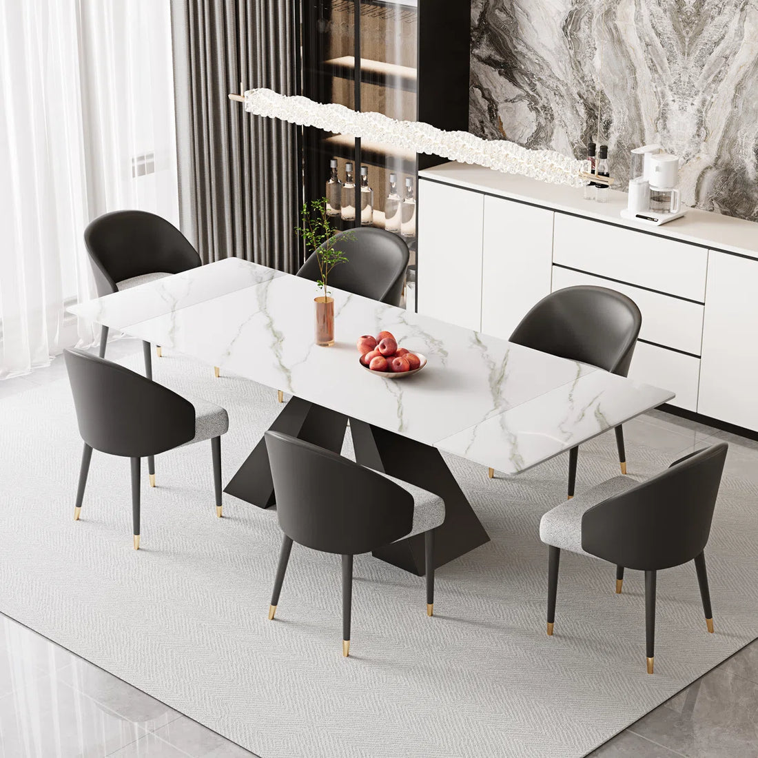 Artyfer Extendable Dining Table Set With Rectangular Sintered Stone Top