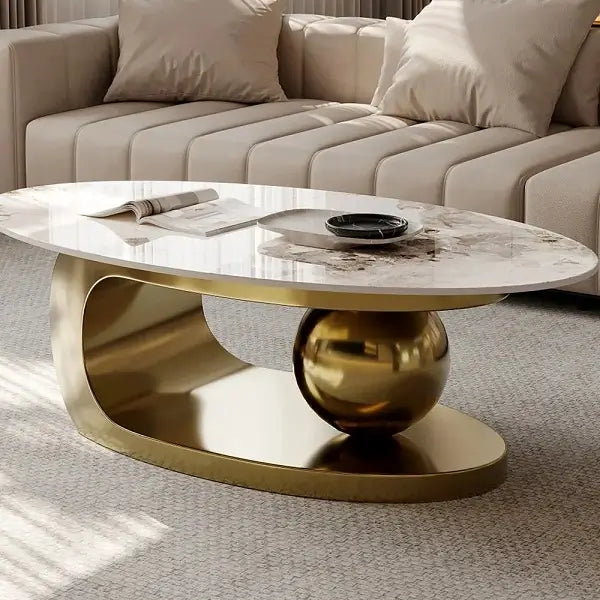 Marble Top Centre Coffee Table in Golden PVD Coating