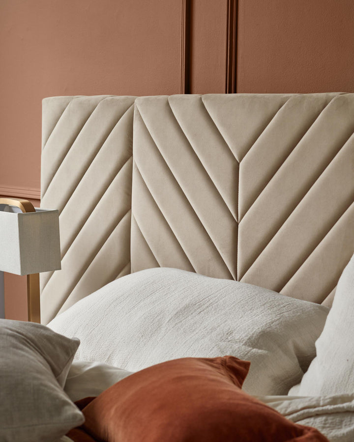 Artyfer Luxe Champagne Velvet King Size Ottoman Storage Bed