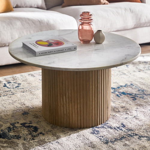 Mango Wood Marble Table Top Coffee Table