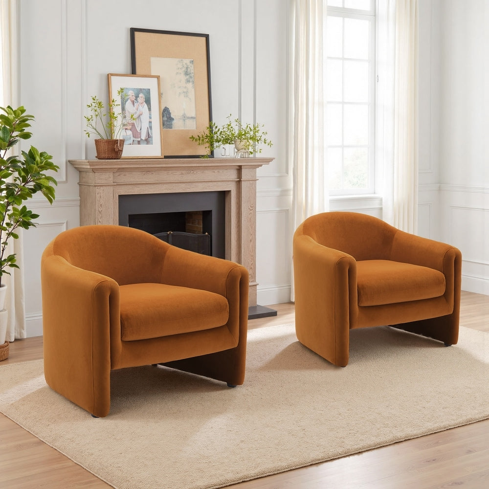 Artyfer Modern Upholstered Barrel Accent Chair Set Of 2