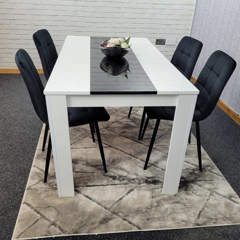 Artyfer Wooden White And Black Table Tufted