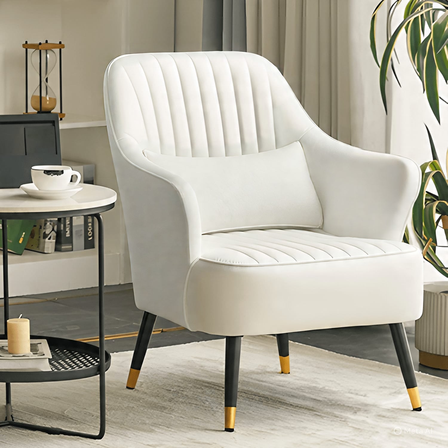 Artyfer Modern Mid Back Accent Chair with Pillow