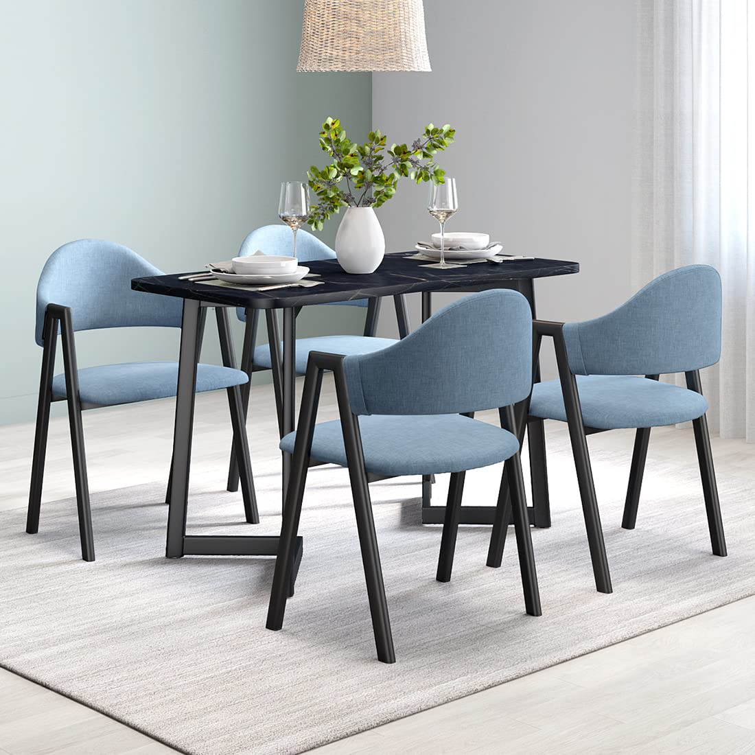 Artyfer Nova Black Metal Dining Table with 4-6 Chairs