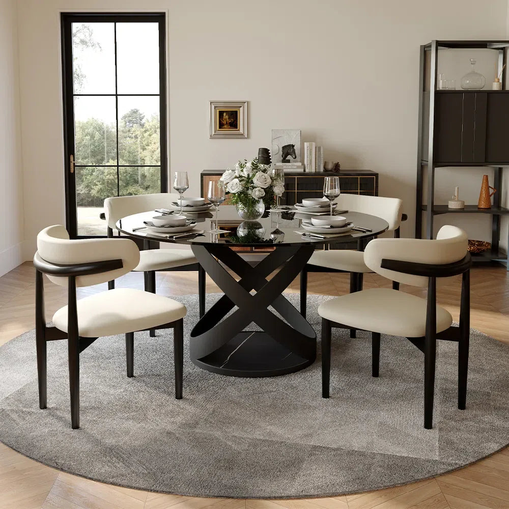 Artyfer Round Dining Table Sets, Sintered Stone Tabletop