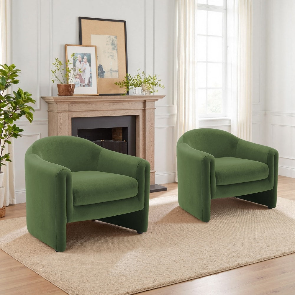 Artyfer Modern Upholstered Barrel Accent Chair Set Of 2