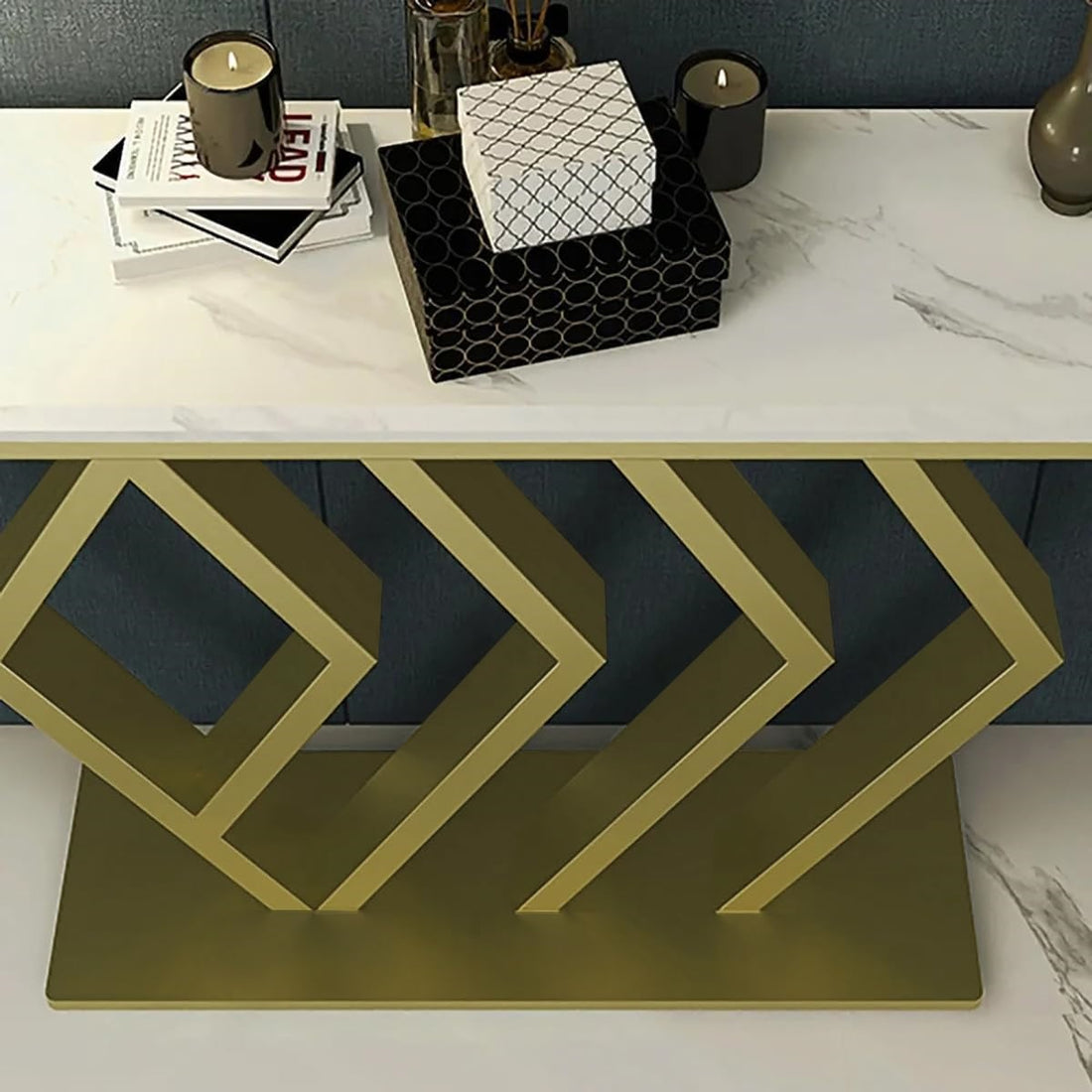 Modern Iron Console Table with Artful Symmetry