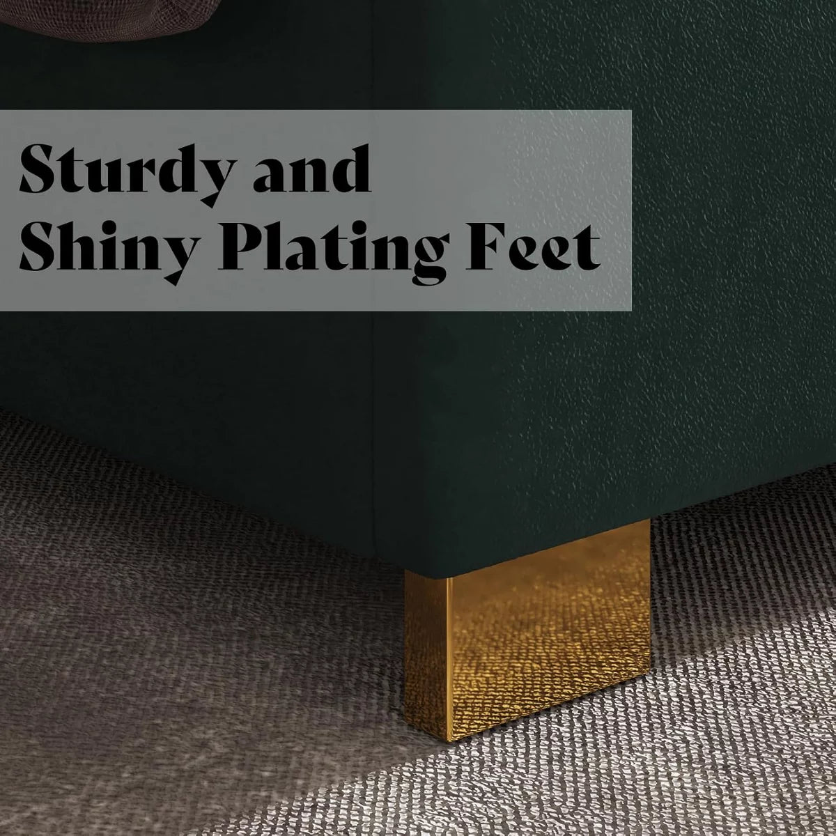 ARTYFER Upholstered Bed, Modern Velvet Bed Frame with 61.4" Tall Gold Trim Headboard