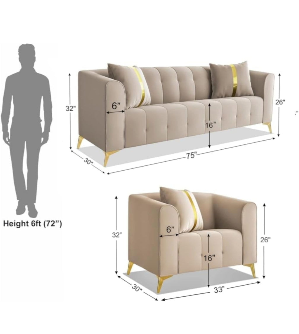 Artyfer 5 Seater Sofa Set 3+1+1 Washable Velvet Fabric