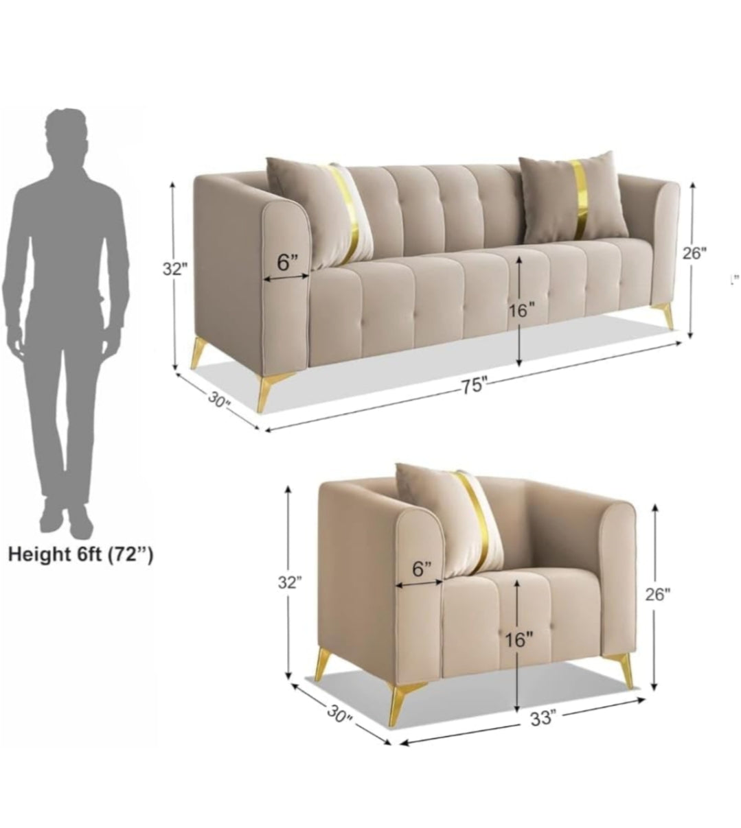 Artyfer 5 Seater Sofa Set 3+1+1 Washable Velvet Fabric