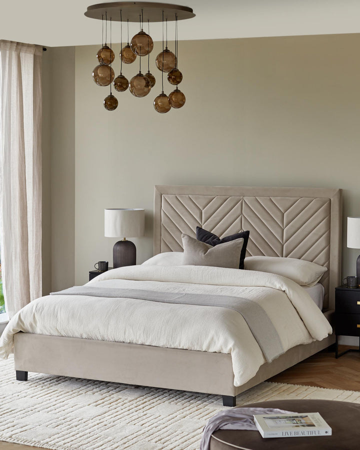 Artyfer Champagne Velvet Super King Size Ottoman Storage Bed