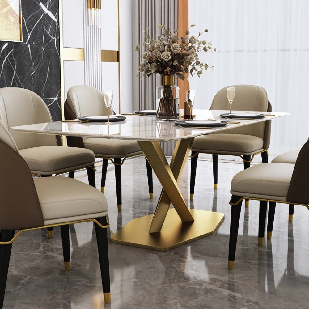 Stardust metal dining table with chairs