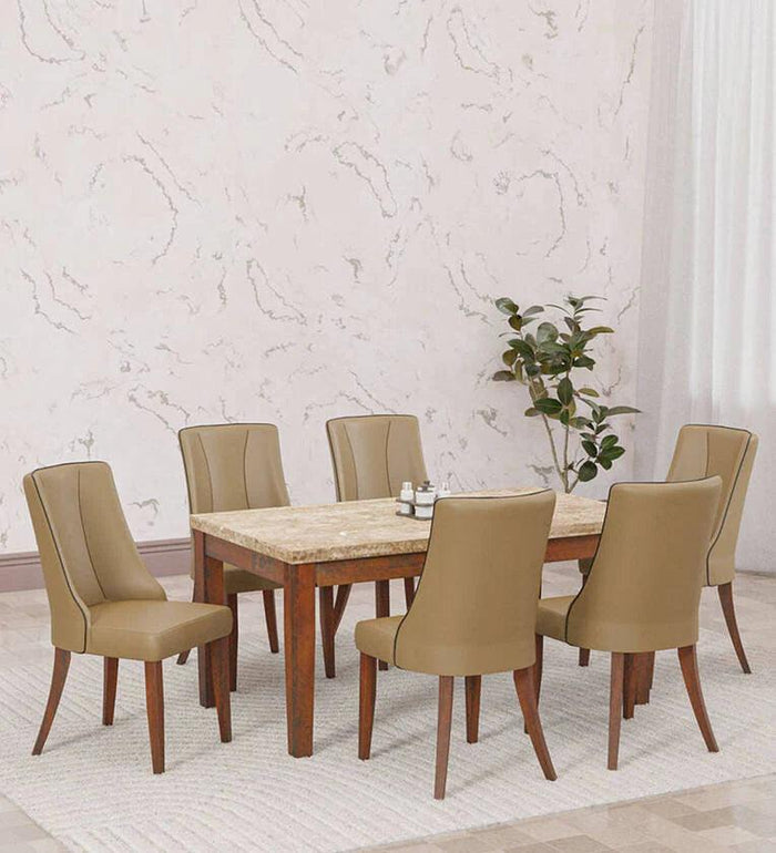 Artyfer Solid Wood 6 Seater Dinning Table In Milan Walnut Finish