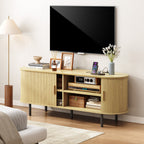 Jalonda Modern Wood TV Stand with Storage and Shelves to Fit up to 80" TVs