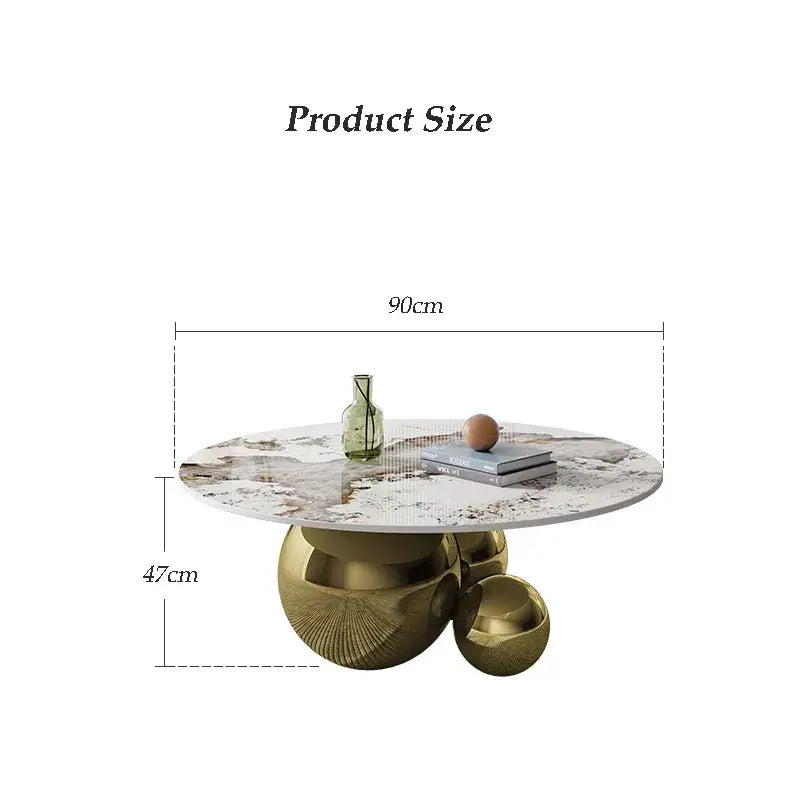 Gold Round Centre Coffee Table Design with 3 Steel Balls