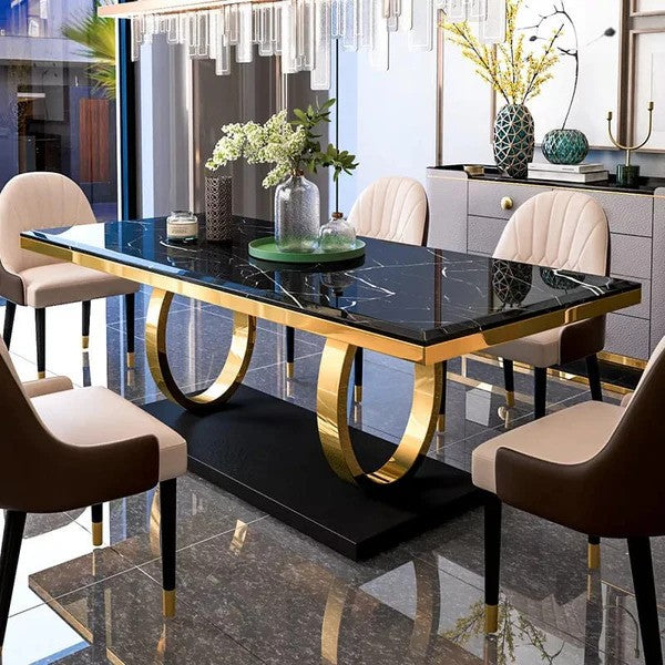 The Opulence metal dining table with chairs