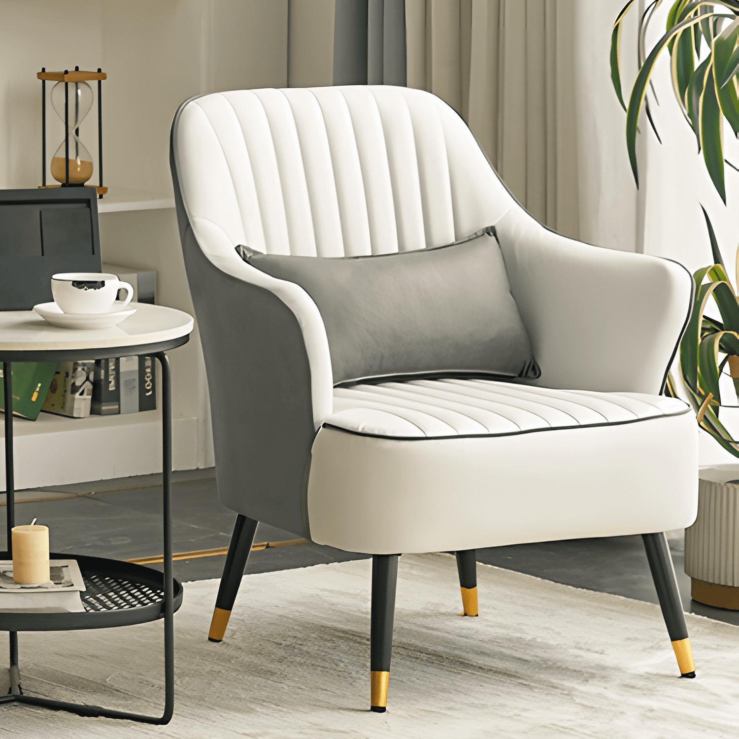 Artyfer Modern Mid Back Accent Chair with Pillow