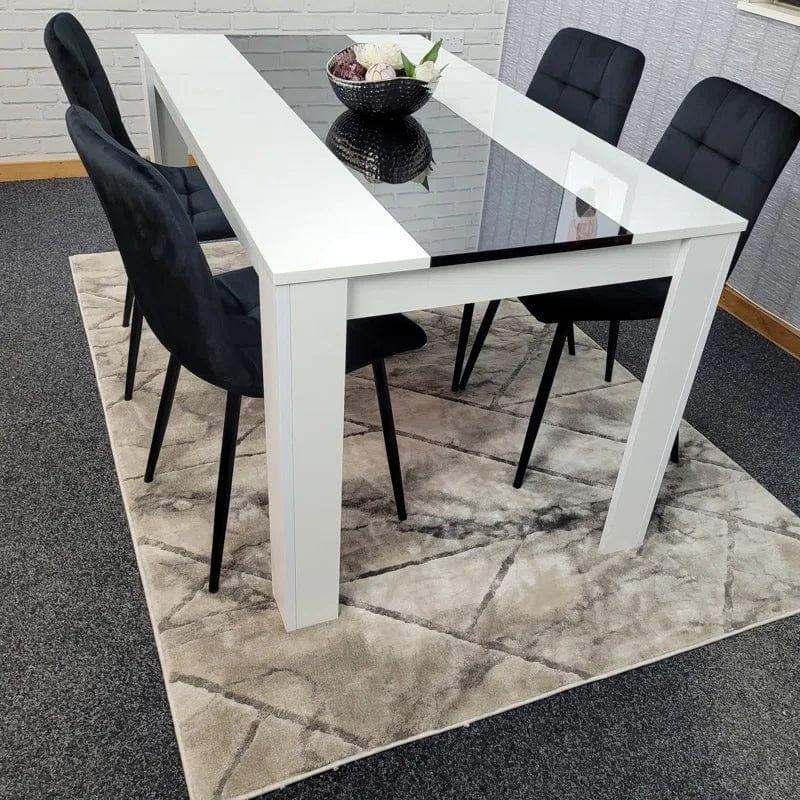 Artyfer Wooden White And Black Table Tufted