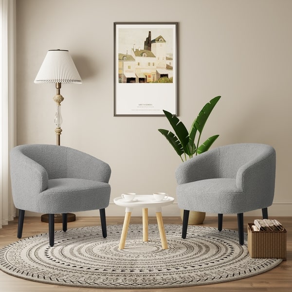 Artyfer Upholstered Faux Shearling Barrel Chair - (Set of 2)