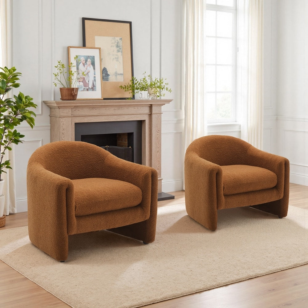 Artyfer Modern Upholstered Barrel Accent Chair Set Of 2