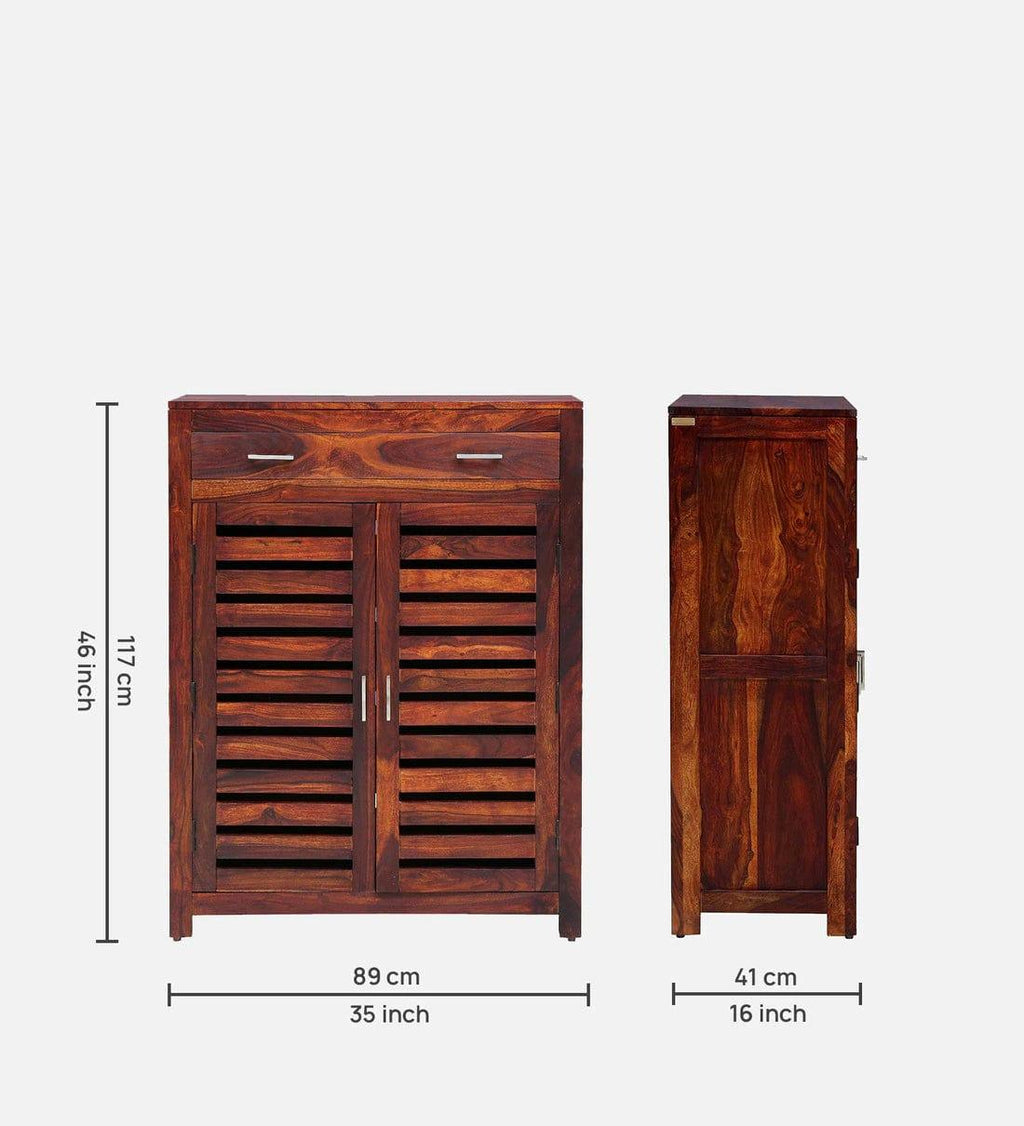 Stigen Sheesham Wood Shoe Cabinet In Honey Oak Finish