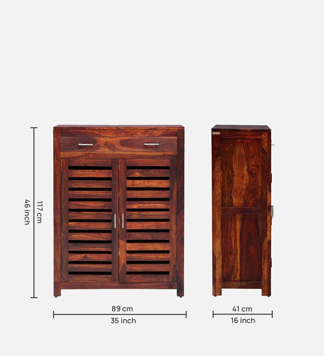 Stigen Sheesham Wood Shoe Cabinet In Honey Oak Finish