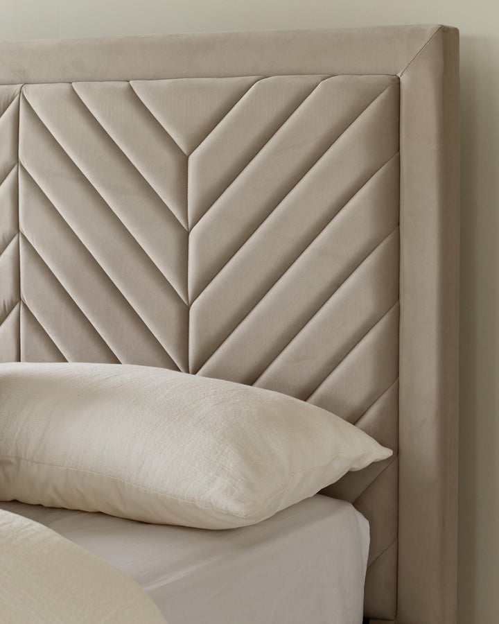 Artyfer Champagne Velvet Super King Size Ottoman Storage Bed